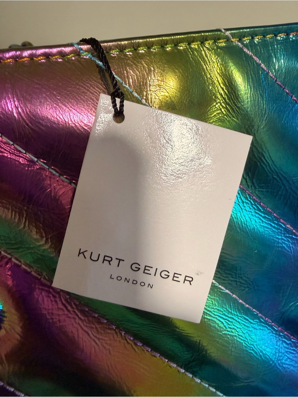 NWT : Rare Kurt Geiger XL London Kensington Ombré Metallic Leather Shoulder Bag - Picture 9 of 12